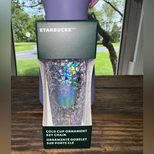 Starbucks Ornament /Key Chain NWT White Gemstone Cold Cup